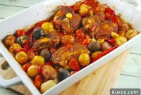 Roasted Middle Eastern Chicken with Potatoes Recipe -> Middle Eastern Roast Chicken with Spiced Potatoes