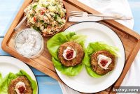 Crispy Falafel Burgers with Tahini Sauce and Quinoa Tabbouleh