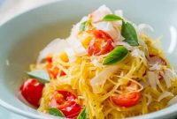 Roasted Spaghetti Squash with Fresh Tomatoes and Parmesan