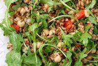 Rye Berry Salad with Chickpeas, Roasted Red Peppers & Arugula