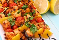 Spicy Chicken Kebabs with Tangy Lemon Roasted Potatoes