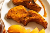 Peach Bourbon Glazed Pork Chops with Pan Sauce