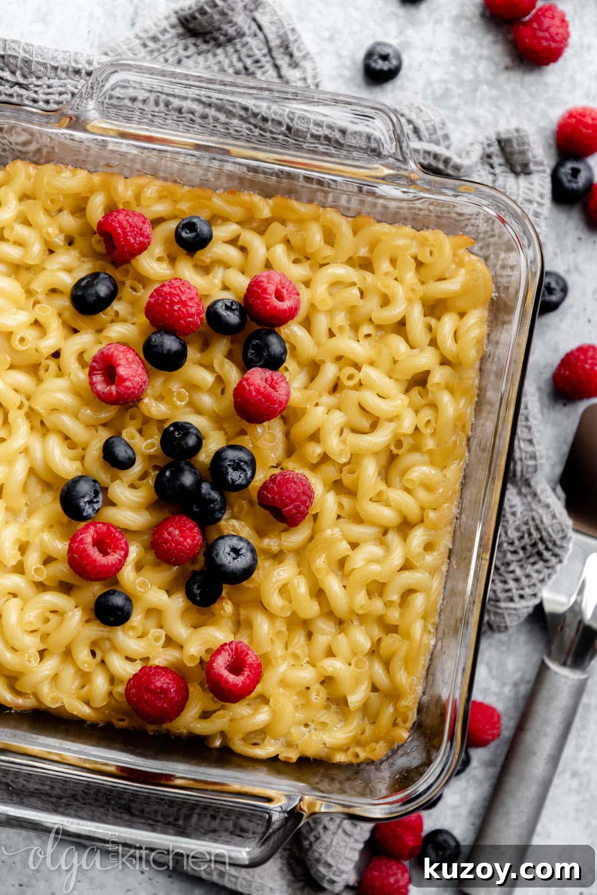 Baked Sweet Pasta and Egg Casserole Recipe 3 Baked Sweet Pasta Eggs Casserole is a childhood dish and a major family pleaser. Every bite is loaded with pasta and eggs with a little hint of sweetness within each bite. #pasta #bakedpasta #onepotmeal #pastacasserole #dessertpasta #breakfast #olgainthekitchen