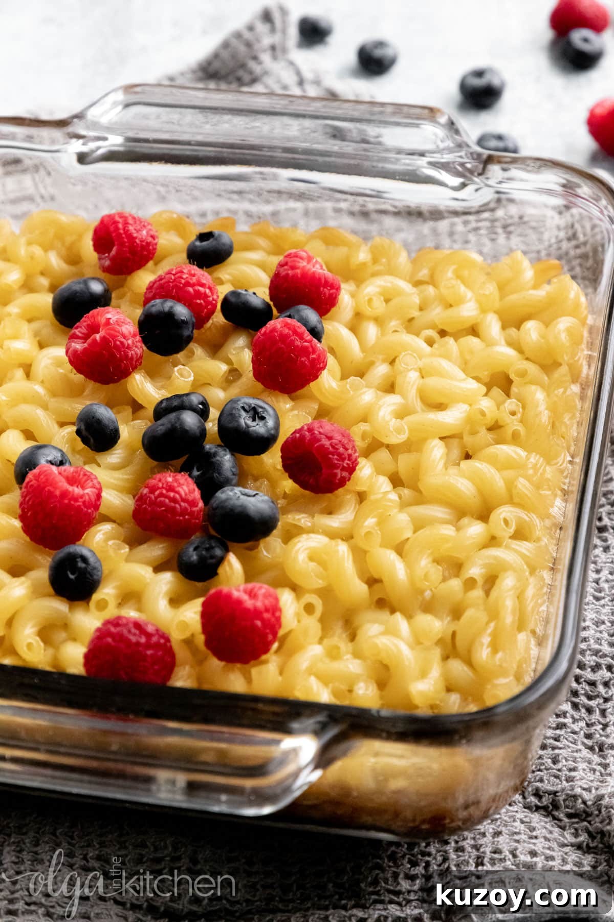 Baked Sweet Pasta and Egg Casserole Recipe 7 Baked Sweet Pasta Eggs Casserole is a childhood dish and a major family pleaser. Every bite is loaded with pasta and eggs with a little hint of sweetness within each bite. #pasta #bakedpasta #onepotmeal #pastacasserole #dessertpasta #breakfast #olgainthekitchen