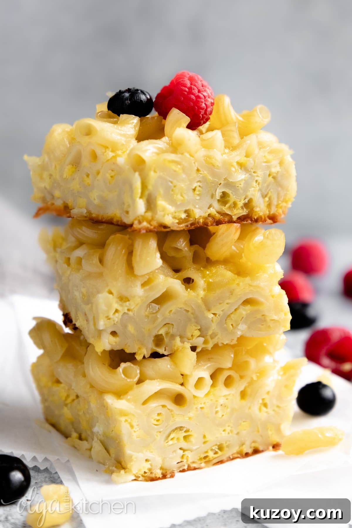 Baked Sweet Pasta and Egg Casserole Recipe 9 Baked Sweet Pasta Eggs Casserole is a childhood dish and a major family pleaser. Every bite is loaded with pasta and eggs with a little hint of sweetness within each bite. #pasta #bakedpasta #onepotmeal #pastacasserole #dessertpasta #breakfast #olgainthekitchen