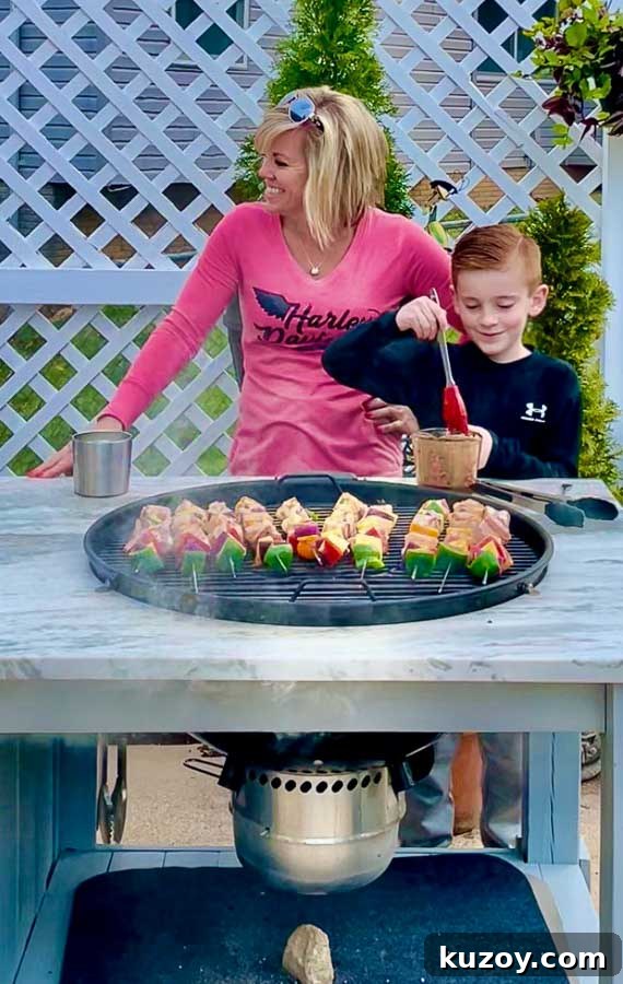 Grilled Bourbon Bacon, Ham & Pineapple Kabobs Recipe 3 Jennifer and Jack making Bourbon Bacon Ham and Pineapple Kabobs on the Grill