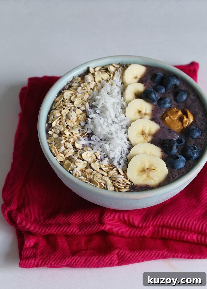 Smoothie Bowl Recipe in Blue Bowl