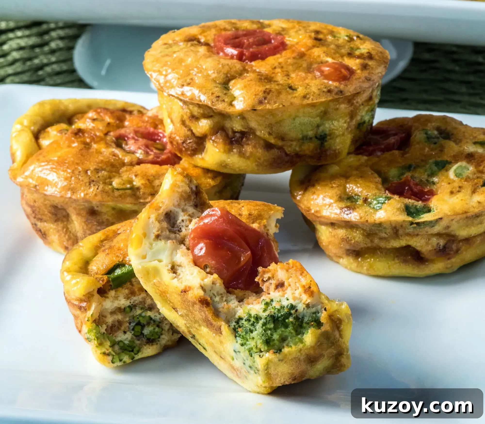 Chorizo, Broccoli & Cheese Egg Muffin Cups 2 Egg Muffin Cups closeup