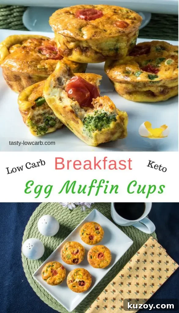 Chorizo, Broccoli & Cheese Egg Muffin Cups 4 Egg Muffins with Chorizo