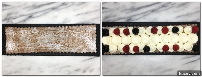 Decadent Brownie Birthday Cake Recipe 5 Photo of decorated brownie slices with cream and berries