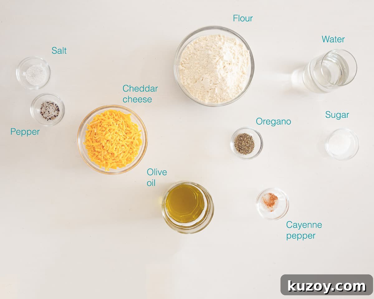 2 Crispy Homemade Cracker Bread Recipes You Can Bake Now 4 Ingredients Cheddar cheese crackers on a white background with text description
