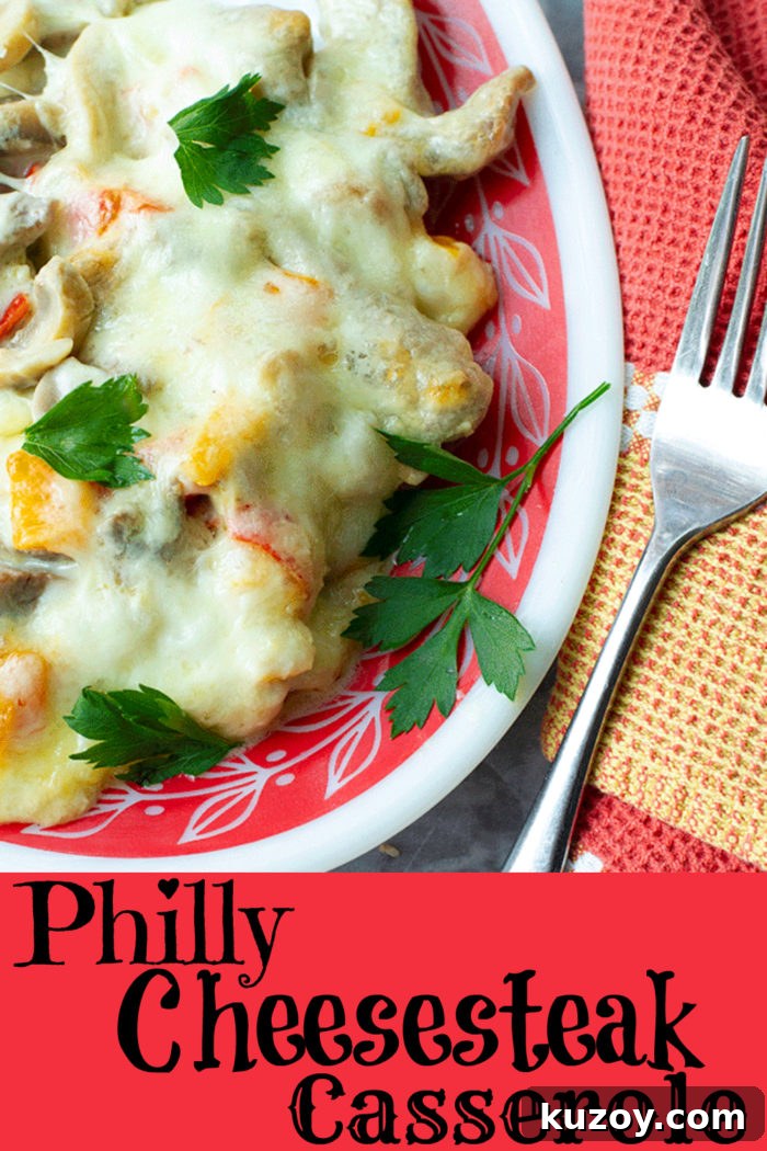 Philadelphia Cheesesteak Casserole Bake with Cheesy Peppers 5 Philly Cheesesteak Casserole #phillycheesesteak #philycheesesteakcasserole #phillycheese