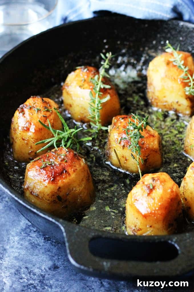 Russet Idaho Fondant Potatoes Recipe: Crispy Sides, Tender Centers 3 Potatoes Fondant in a skillet with herbs