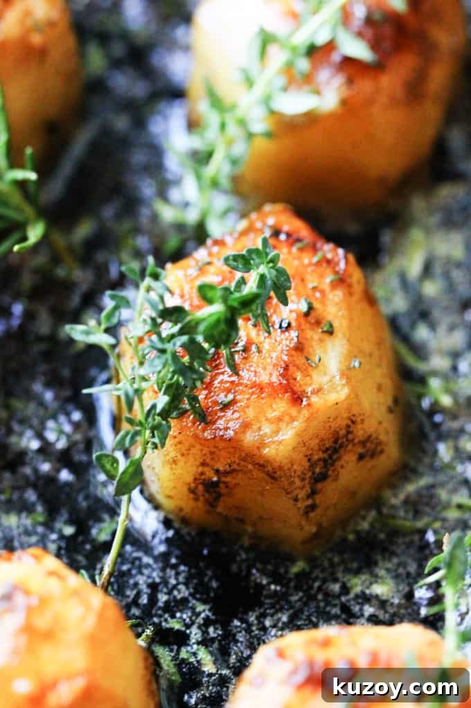 Russet Idaho Fondant Potatoes Recipe: Crispy Sides, Tender Centers 5 Close up shot of Idaho Fondant Potatoes