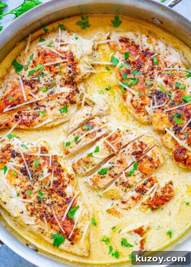 Creamy Parmesan Dijon Skillet Chicken.