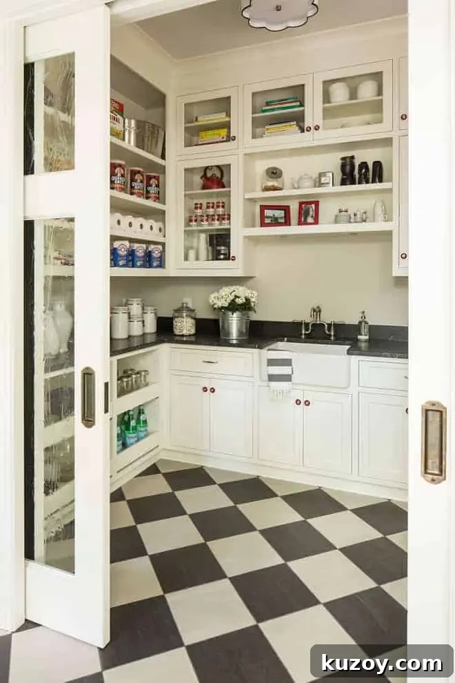 How to Choose the Perfect Checkered Floor for Your Space 19 black and white pantry with ceramic floor