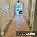 How to Choose the Perfect Checkered Floor for Your Space 30 herringbone floors in an entryway pointed in direction of doors, the focal point