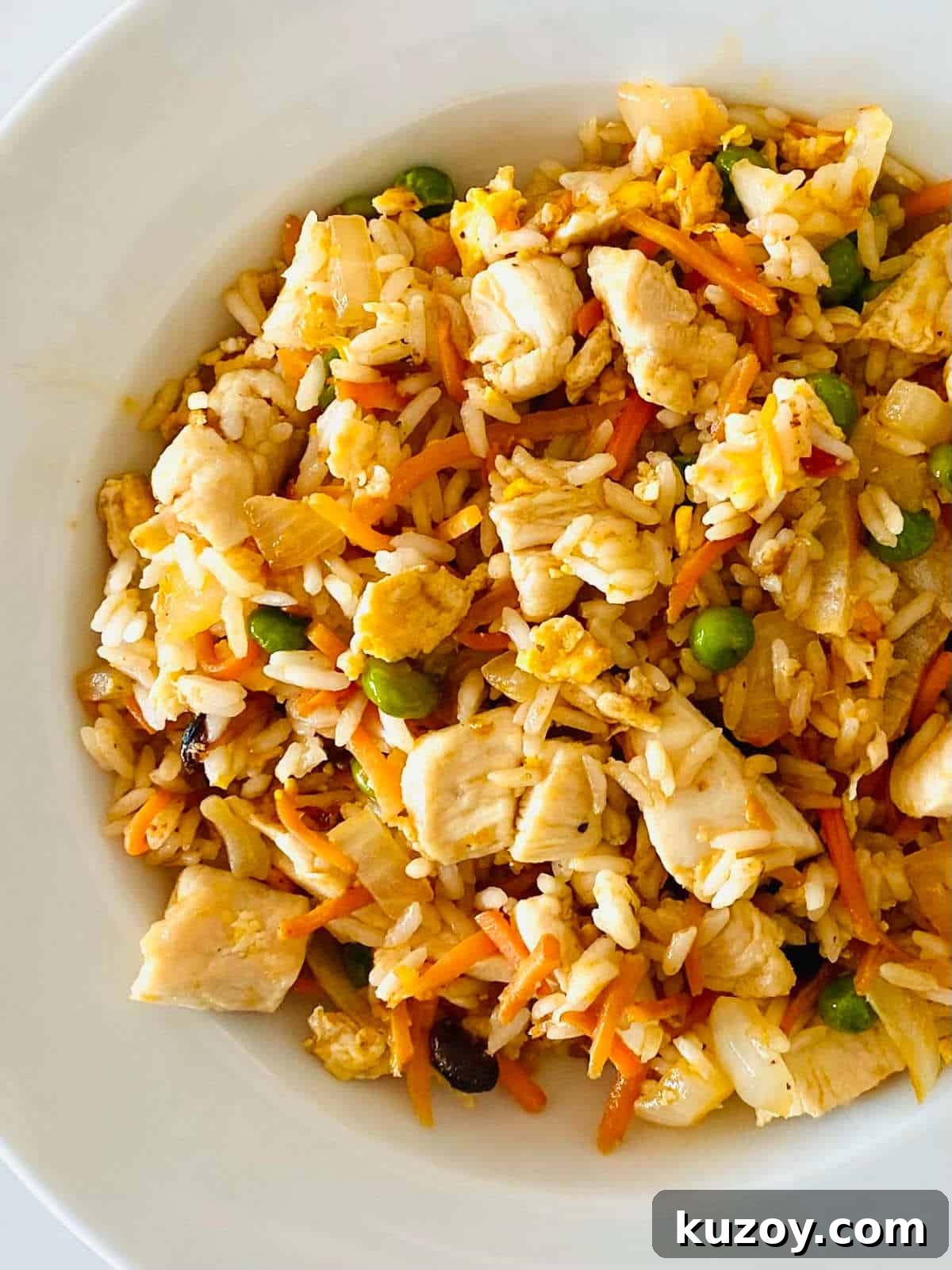 Blackstone-Style Fried Rice Recipe: Restaurant Flavor at Home 9 hibachi fried rice in bowl.