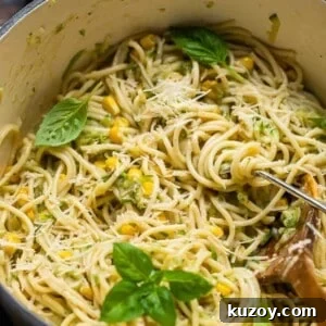 vegan zucchini pasta with sweet corn