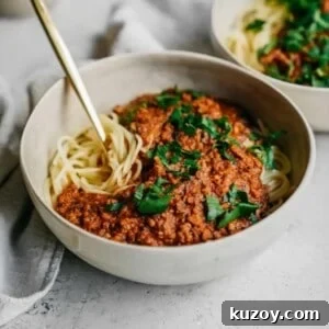 2 bowls of spaghetti with vegan meat sauce