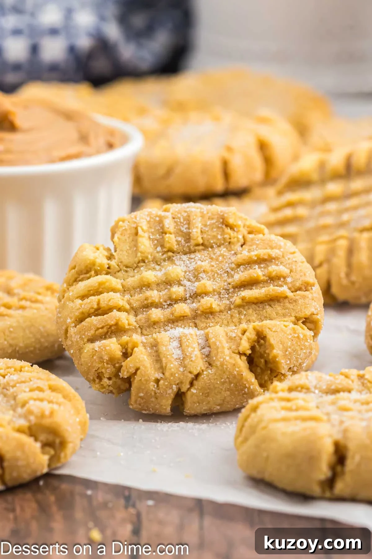 Peanut Butter Cake Mix Cookies on wax paper.