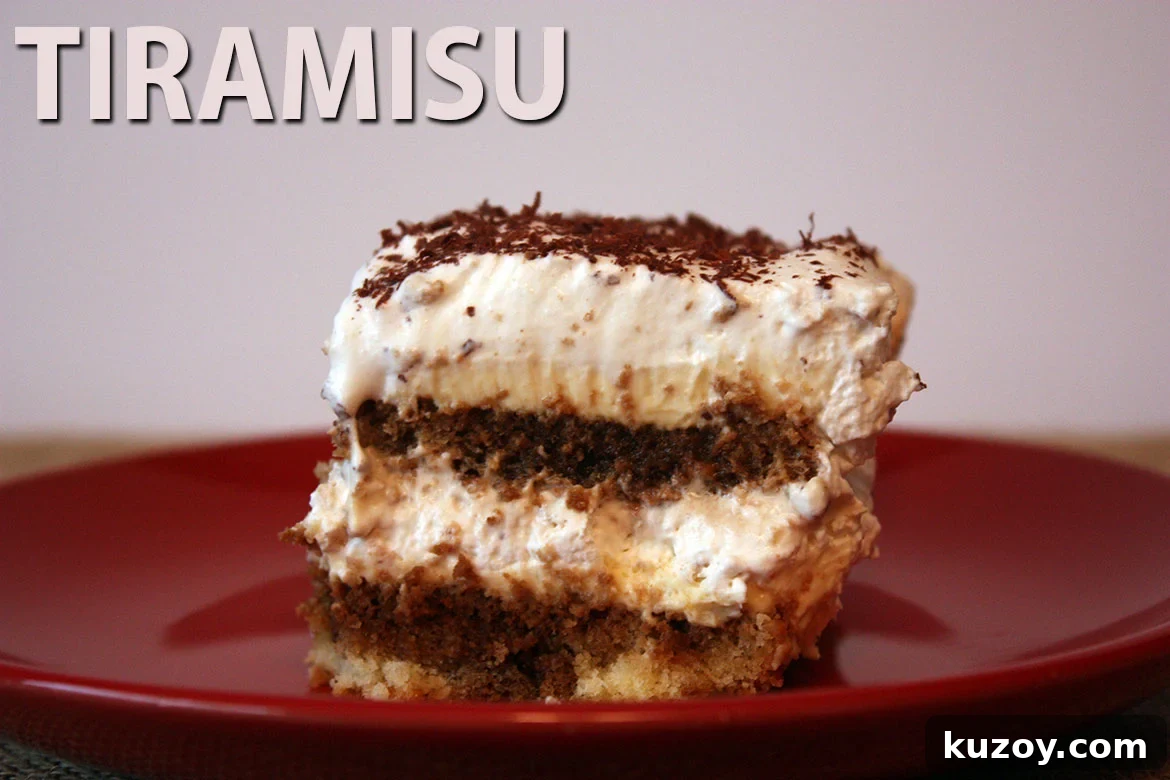 Tiramisu Without Ladyfingers: Simple Mascarpone Recipe 11 Tiramisu finished and ready to serve.