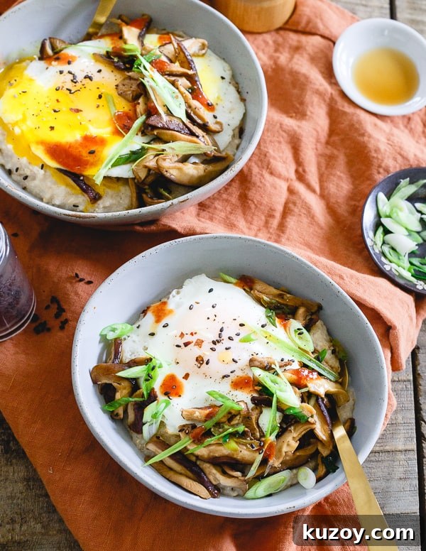 Savory Asian Oatbran Bowl: Ginger-Sesame Breakfast & Lunch Recipe 7 Savory Asian Oat Bran topped with sesame seeds.