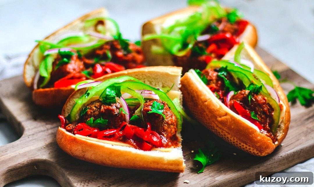 Close up of meatball subs.