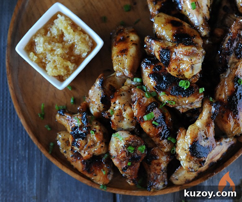 Tennessee Honey-Glazed Grilled Chicken Wings 6 wooden platter with sticky wings