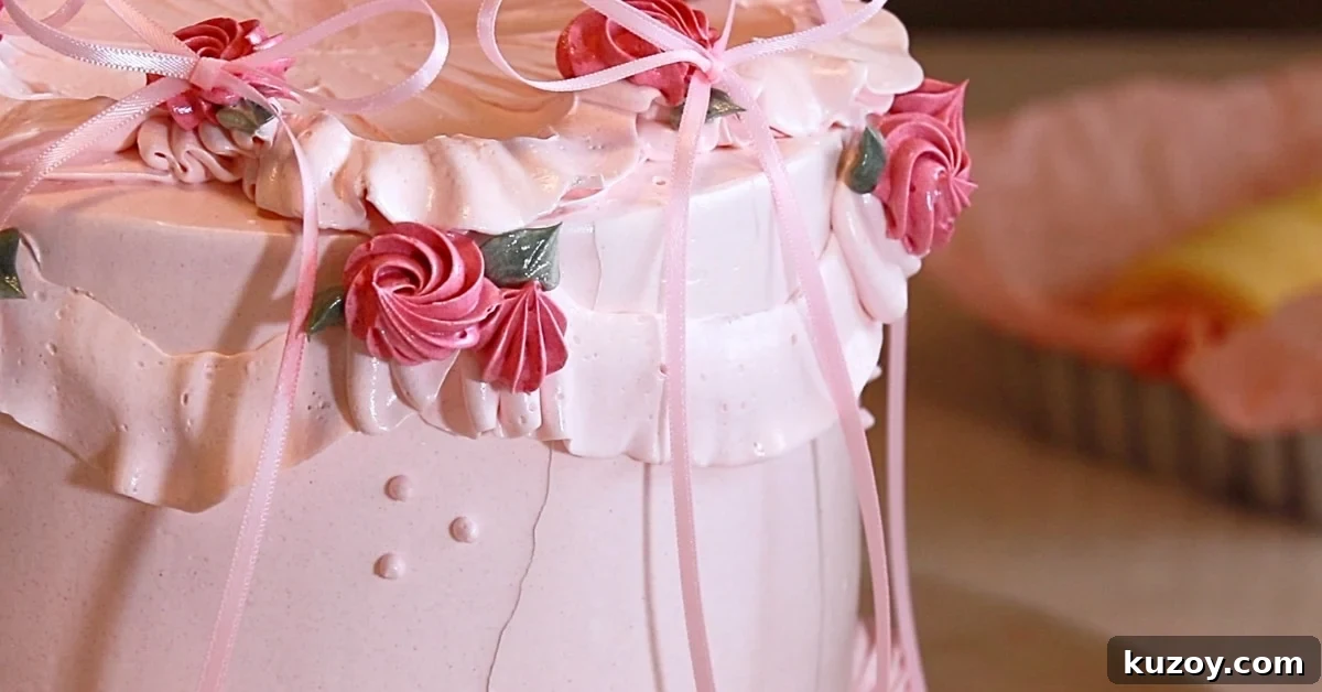 Vintage Pink Cake Ideas for Elegant Party Desserts 3 a close-up of a homemade pink vintage cake