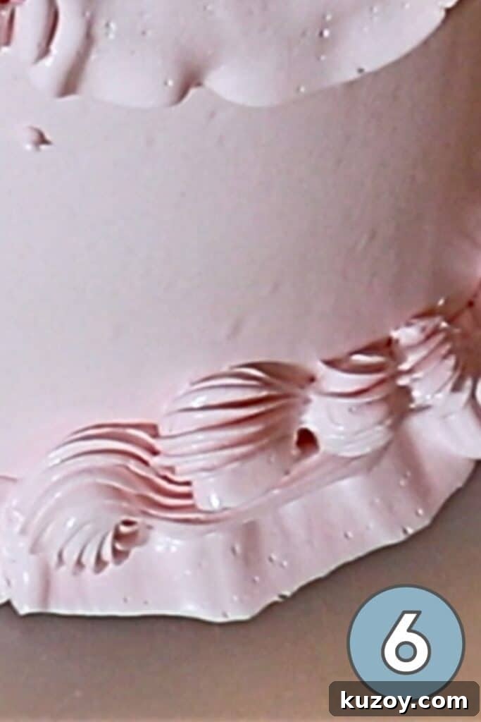 Vintage Pink Cake Ideas for Elegant Party Desserts 24 piping shells near the bottom edge of the cake