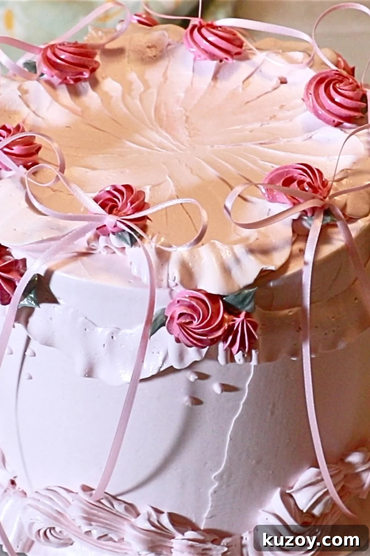 Vintage Pink Cake Ideas for Elegant Party Desserts 4 a close-up of a pink vintage cake