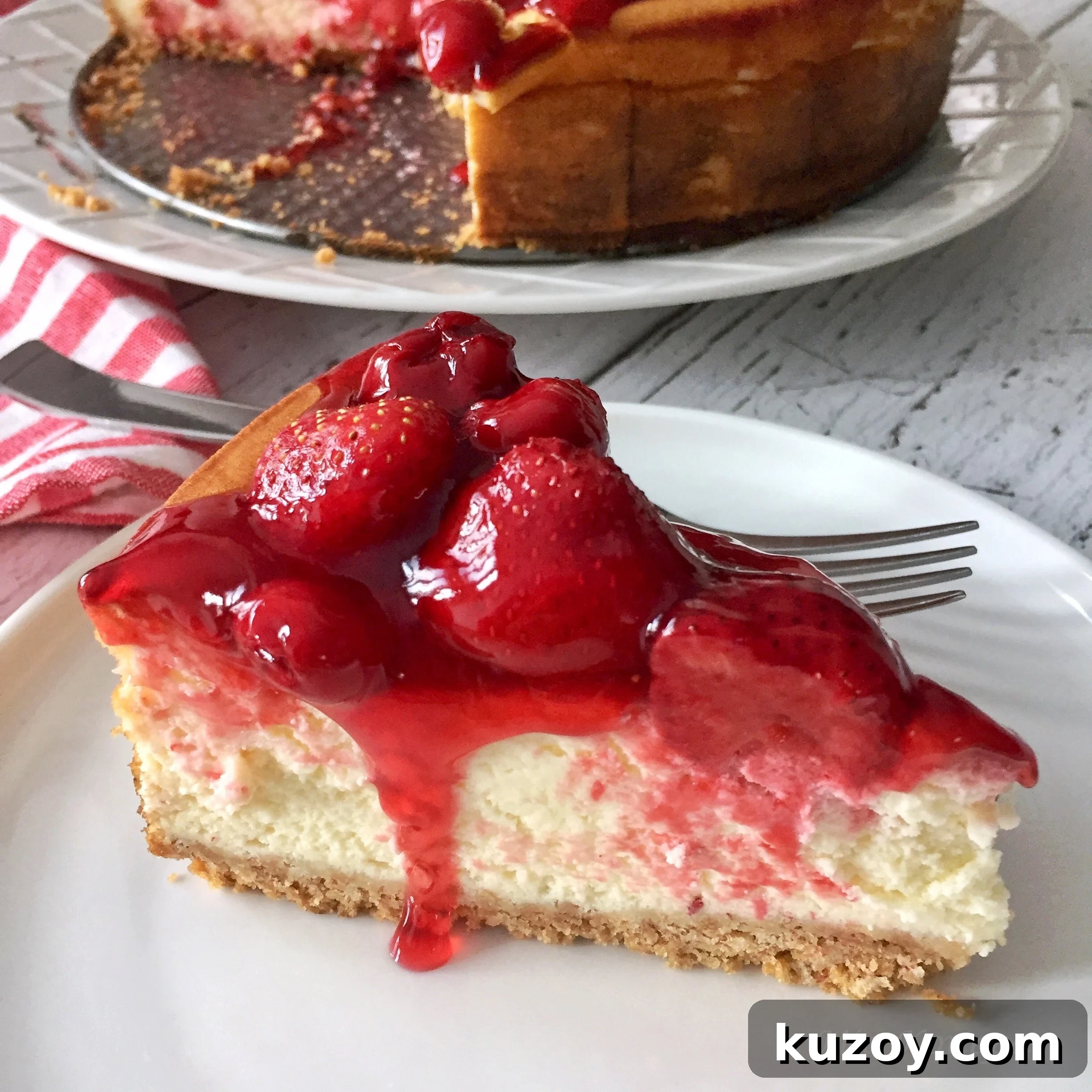 Classic Greek Cheesecake Recipe with Creamy Phyllo Crust 3 Cheesecake topped with strawberries and cherries