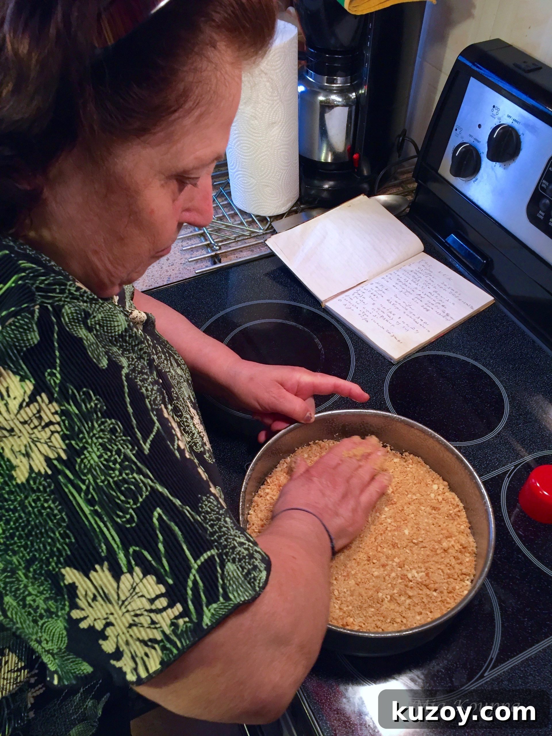 Classic Greek Cheesecake Recipe with Creamy Phyllo Crust 8 Preparing the cheesecake