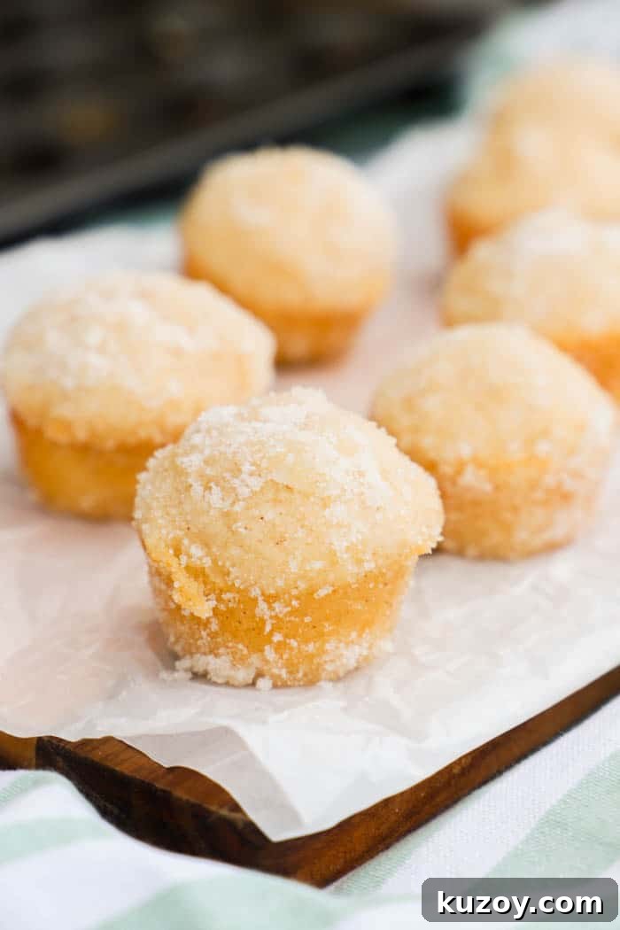 Sugar Donut Mini Muffins on a cutting board