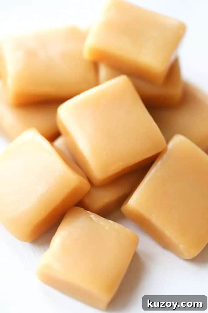 How to Make Classic Homemade Caramel Candy at Home 2 Little squares of caramel candy made from this easy caramel recipe.