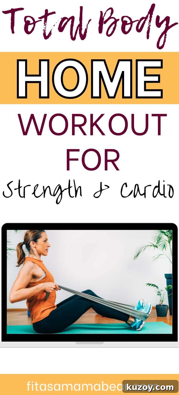 A small photo of a woman performing a resistance band row with text above the image.