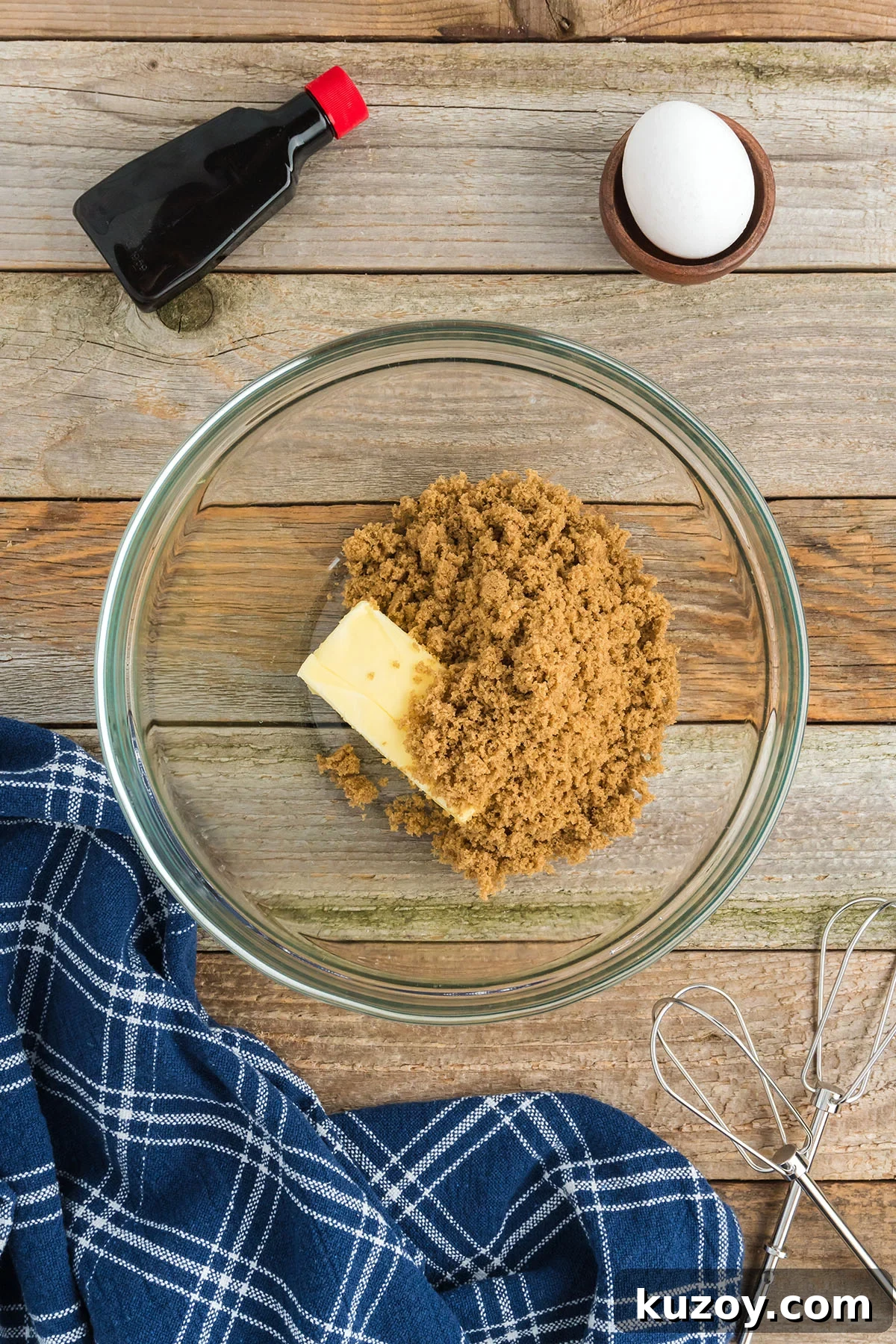Pumpkin Oat Breakfast Cookies — Ready in 30 Minutes 4 Butter and brown sugar in a glass mixing bowl.