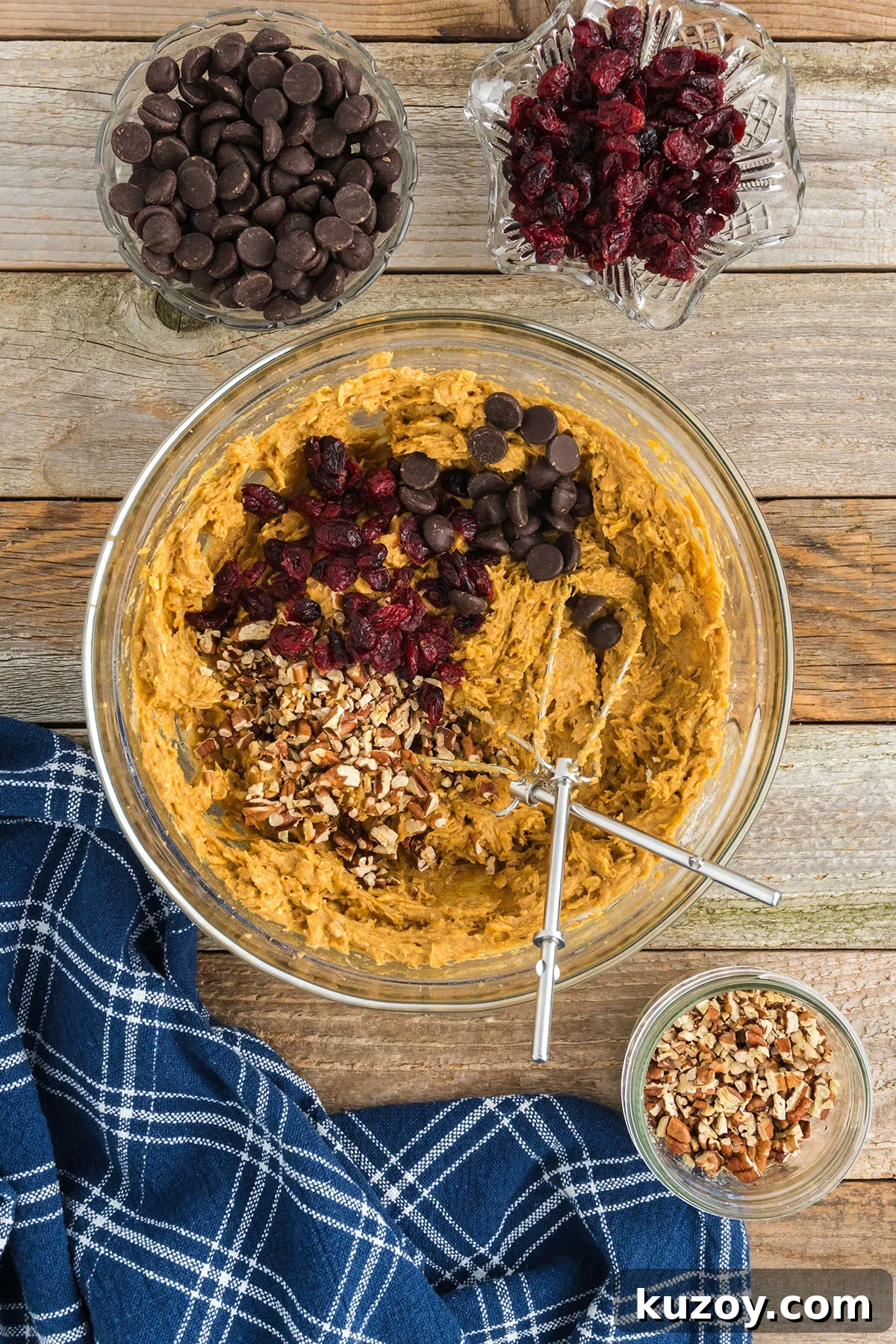Pumpkin Oat Breakfast Cookies — Ready in 30 Minutes 7 Cranberries, chocolate chips, and pecans added to the batter in the mixing bowl.