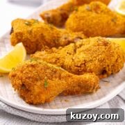 Air Fried crisp chicken drumsticks in a low carb breading.