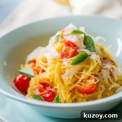 Roasted Spaghetti Squash with Fresh Tomatoes and Parmesan 2 Easy Spaghetti Squash Recipe | @EatBetterRecipes