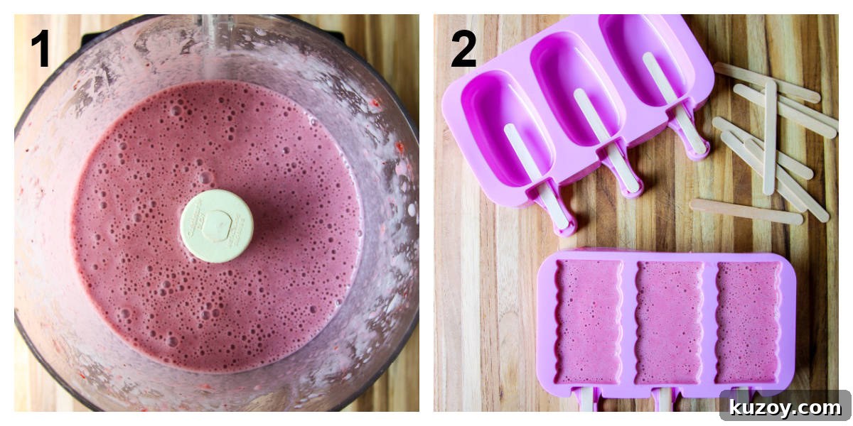 Sugar-Free Strawberry Popsicles Recipe — Fresh & Fruity 5 The two steps required to make homemade popsicles.