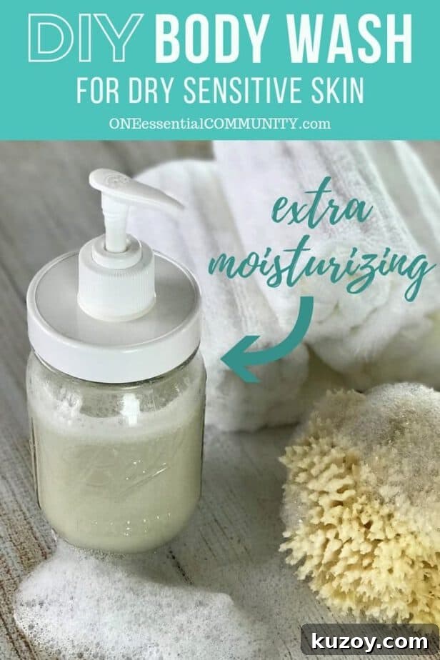 DIY Nourishing Body Wash for Dry Skin: Gentle Recipe & Tips 2 easy, natural DIY body wash for dry skin - gentle and safe for the whole family, nourishes and moisturizes skin, calms and soothes itchy, dry, inflamed skin