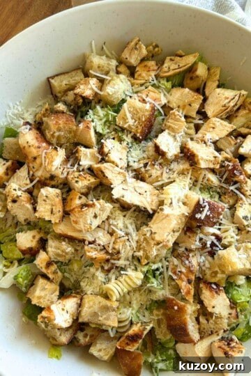 Chicken caesar pasta salad.