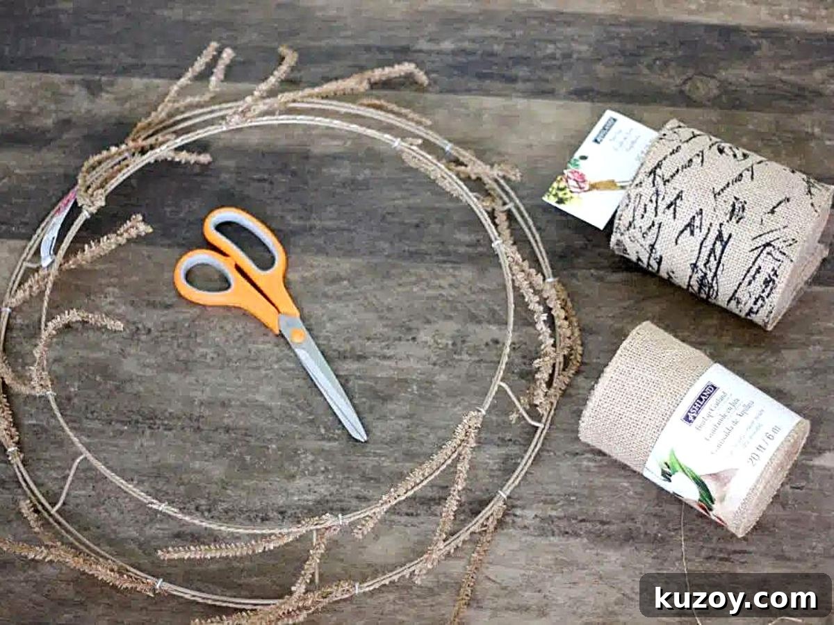 DIY Burlap Wreath Tutorial: Step-by-Step Guide for Beginners 3 supplies to make a wreath.