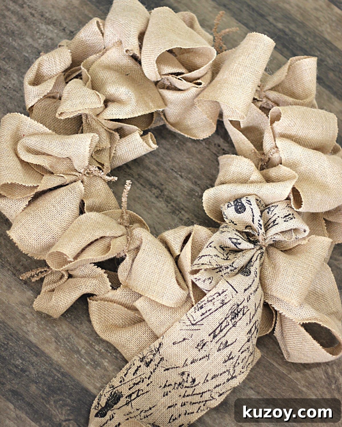DIY Burlap Wreath Tutorial: Step-by-Step Guide for Beginners 4 A burlap wreath being made.