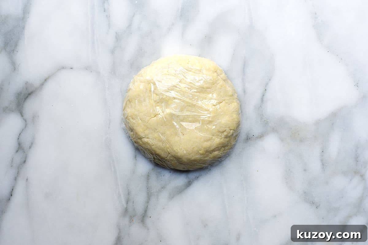 Flaky Lard Pie Crust Recipe for Perfect Homemade Pies 9 Lard Pie Crust disc wrapped in plastic
