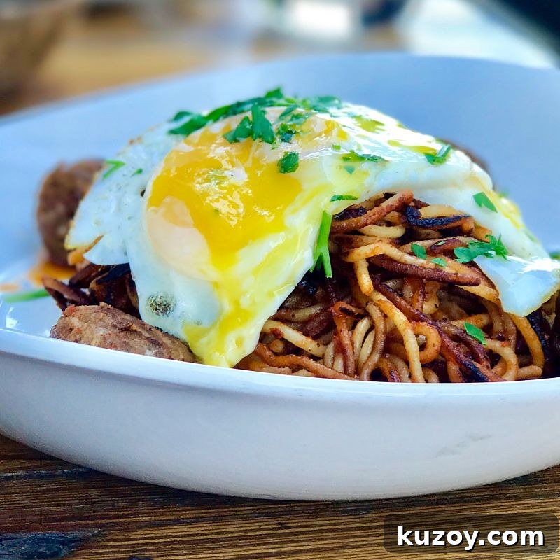 Fried Spicy Spaghetti with Wagyu meatballs and eggs