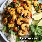 Coconut Curry Shrimp Recipe with Creamy Sauce and Jasmine Rice 2 Coconut Shrimp Curry served over jasmine rice. Flavorful, delicious and with just the right amount of heat. You can also use this for chicken or veggies! You are going to love this!