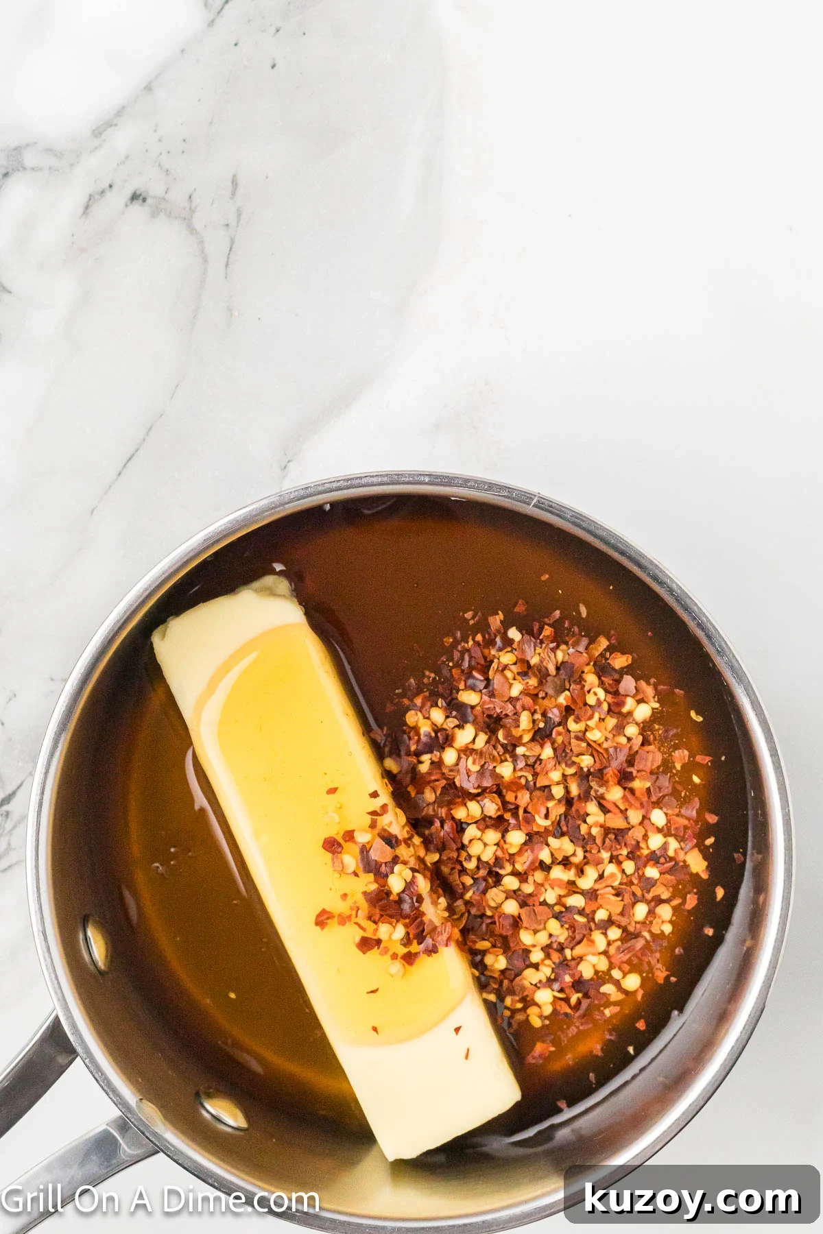 Spicy Honey-Glazed Pork Chops Recipe 8 Stick of butter in a sauce pan with the seasoning mix with honey in a saucepan